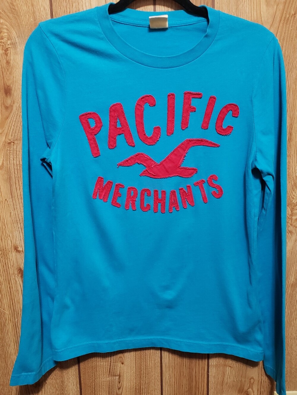 Hollister Long Sleeve Shirt Mens Size Small Y2K Turquoise Blue Cali Preppy